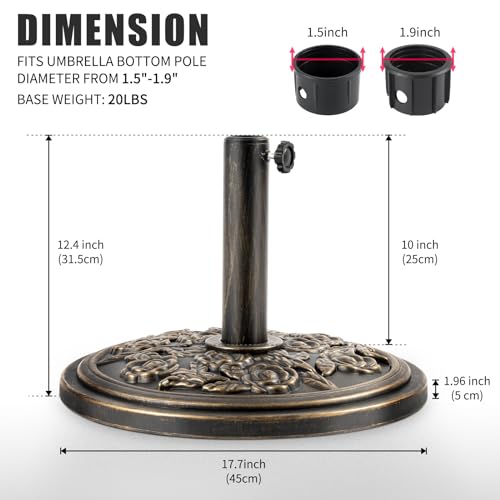 18 Inch Cast Stone w/Resin Shell Patio Umbrella Base, Bronze - CookCave