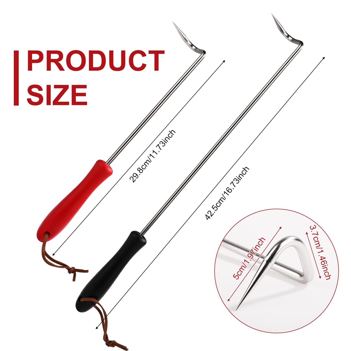 2 Pcs Food Flipper, Food Flipper Turner Hooks Barbecue Food Flipper Stainless Steel BBQ Meat Hook Flipper Food Flipper Meat Hook for BBQ Grilling Smoking Griddle Kitchen Cooking Accessories - CookCave