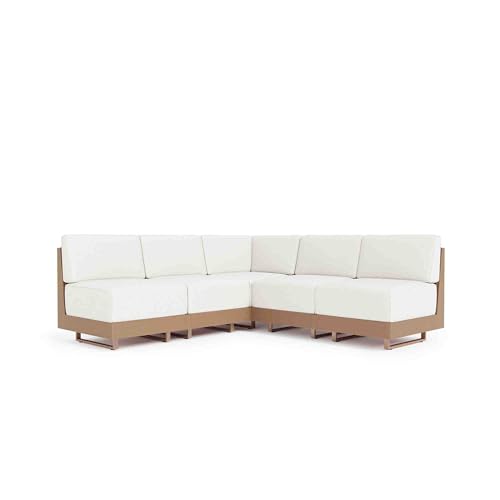 PHI VILLA 5 Piece Wicker Patio Sectional Furniture Set 8.7" Thick Cushions
