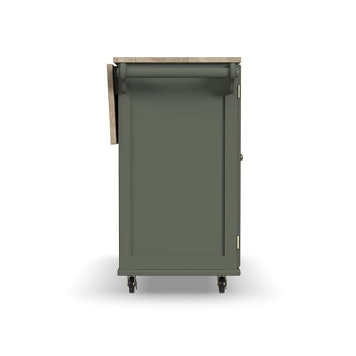 Homestyles Mobile Kitchen Island Cart with Wood Top and Dropleaf Breakfast Bar, 18" D x 53.5" W x 36" H, Green