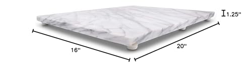 Thirteen Chefs 20 x 16 Inch Marble Pastry Board and Cutting Board for Bakers, Pastries, Chocolate - Large Marble Serving Platter with Feet
