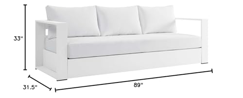 Modway Tahoe Aluminum Outdoor Patio Sofa in White White