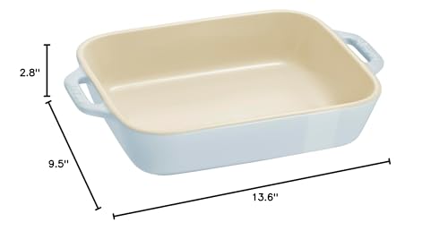 Staub Ceramic 2-pc Rectangular Baking Dish Set - Macaron Pastel Blue