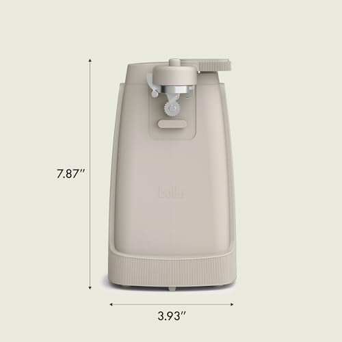 bella Electric Can Opener and Knife Sharpener, Removable Cutting Lever, Cord Storage, Stainless Steel Blade, Oatmilk