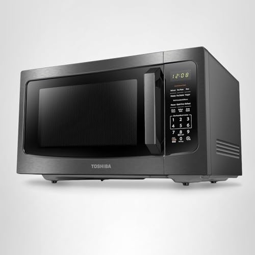 TOSHIBA ML-EM45P(BS) Countertop Microwave Oven with Smart Sensor and 13.6" Removable Position Memory Turntable, Sound On/Off Function, 1200W, 1.6 Cu.ft, Black Stainless Steel