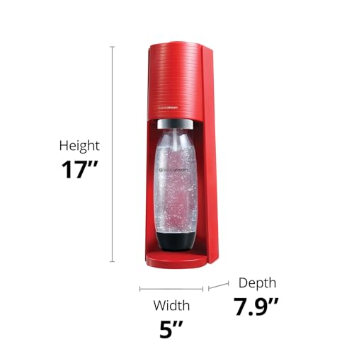 SodaStream Terra Sparkling Water Maker (Red) with CO2, Dishwasher Safe Bottle and Bubly Drop