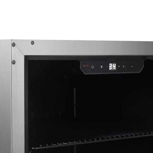 Blaze 20-Inch 4.5 Cubic Feet Outdoor Rated Beverage Cooler with Lock, Reversible Glass Door, Digital Thermostat, and Stainless Steel Exterior Finish - BLZ-GDBEV20-4.5