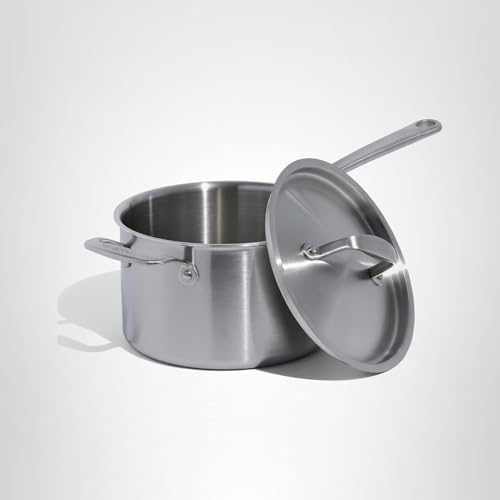 Made In Cookware | 4 Quart Stainless Steel Saucepan with Lid | 5 Ply Stainless Clad Sauce Pan | Professional Cookware | Crafted in Italy | Induction Compatible