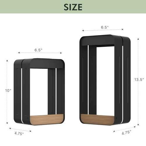 Grand patio Outdoor Solar Wall Sconce Shelf Planter, Decor LED Waterproof Wall Light Lamp with Woodgrain for Patio, Porch, Solar Energy, Black (S-Rectangle)