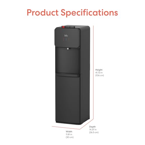 Brio 130 Series Bottom Load Water Cooler Dispenser for 5 Gallon Bottles, Hot, Room & Cold, Great for Home or Office, Child Safety Lock, Empty Bottle Alert, Energy Star 3.0, Black