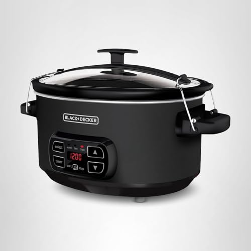 BLACK+DECKER 7-Quart Slow Cooker, SCD4007, Chalkboard Exterior, Locking Lid, 3 Heat Settings, Removable Stoneware Crock