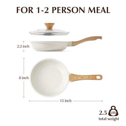 SENSARTE Nonstick Ceramic Frying Pan with Lid 8/9.5/10/11/12.5 Inch Omelet Pan Skillet, Free of Intentionally Added PFAS/PTFE Non-toxic Chef's Pan Induction Compatible Pan, Heat Resistant Handle