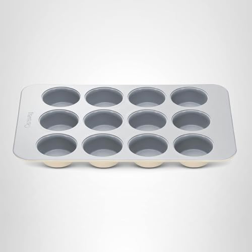 Caraway Non-Stick Ceramic 12-Cup Muffin Pan - Naturally Slick Ceramic Coating - Non-Toxic, PTFE & PFOA Free - Perfect for Cupcakes, Muffins, and More - Cream
