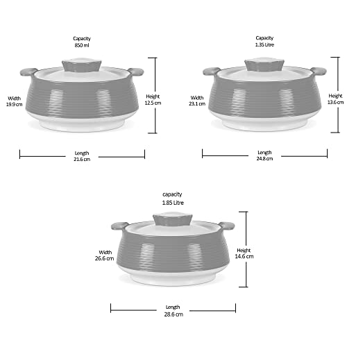Milton Casserole for hot food, Double walled insulated inner Stainless Steel hot pot with lid, Serving box for food and roti, insulated serving bowl with lid, Set of 3 Set of 3 (Size 62, 45, 28 oz) Venice, Marble Green