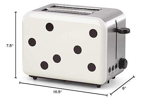 kate spade new york Deco Dot 2-Slice Toaster, White with Black Dots