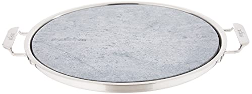 All-Clad Specialty Stainless Steel and Soapstone Pizza Stone 13 Inch Oven Broiler Safe 600F Pizza Stone for Oven Silver