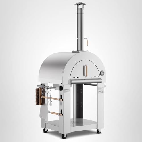 Pizza Oven, wood fire pizza oven for Outside Kitchen, Pizza Maker Oven Grill for Camping Backyard Party,38.6 Inch, Silver