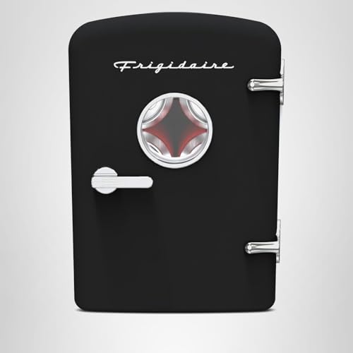 Frigidaire Retro 9-Can Mini Personal Fridge Portable Cooler, 11.8" D x 7.1" W x 10.1" H, Black