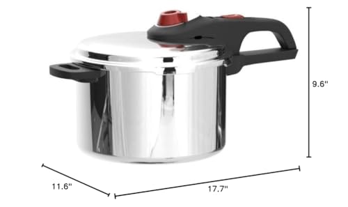 T-fal P2614634 Secure Aluminum Initiatives 12-PSI Pressure Cooker Cookware, 6-Quart, Siver