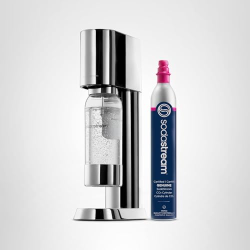 SodaStream ENSO Sparkling Water Maker, Stainless Steel Soda Maker, CQC CO2 System, Includes 1 Quick Connect 60L CO2 Cylinder, 1 Dishwasher Safe BPA Free Bottle, Make your own Pepsi, Silver