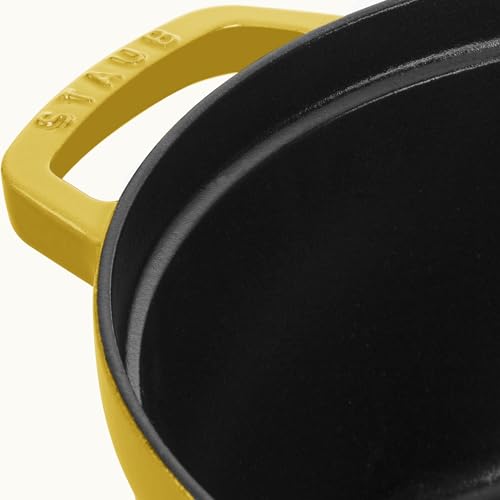 Staub Cast Iron Round Cocotte, Dutch Oven, 7-quart, serves 7-8, Made in France, Citron