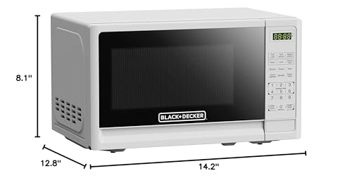 BLACK+DECKER Compact Countertop Microwave Oven 0.7 Cu. Ft. 700-Watts with LED Lighting, Child Lock, White