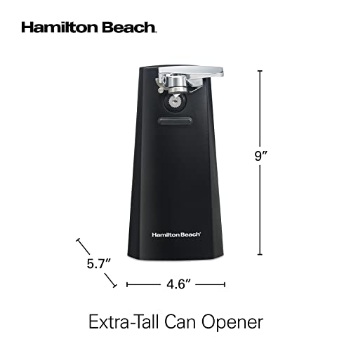 Hamilton Beach Extra-Tall Electric Automatic Can Opener with Easy-Clean Detachable Cutting Lever, Cord Storage, Knife Sharpener, Black (76702)