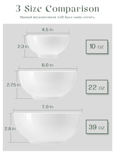 DOWAN 22 OZ White Ceramic Bowls Set of 4 - Perfect for Soup Bowls for Kitchen, Cereal Bowl, Ramen Bowl, Microwave Safe for Oatmeal, Fruit,Salad and Rice Bowl - Dishwasher & Microwave Safe