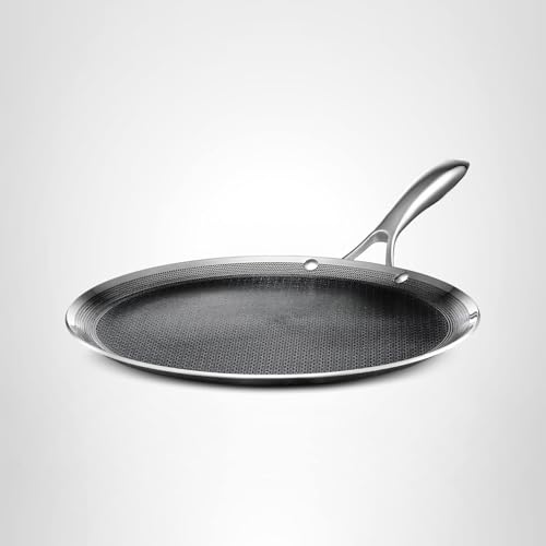 HexClad Hybrid Nonstick 12-Inch Griddle Pan, Stay-Cool Handle, Dishwasher-Friendly, Oven-Safe Up to 900°F, Induction Ready, Compatible with All Cooktops