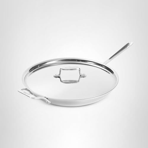 All-Clad D5® Stainless Steel Core 14 Inch Frying Pan Covered - Made in the USA - The Upgrade for Supremely Even Heat- Oven Safe & Induction Compatible Cookware
