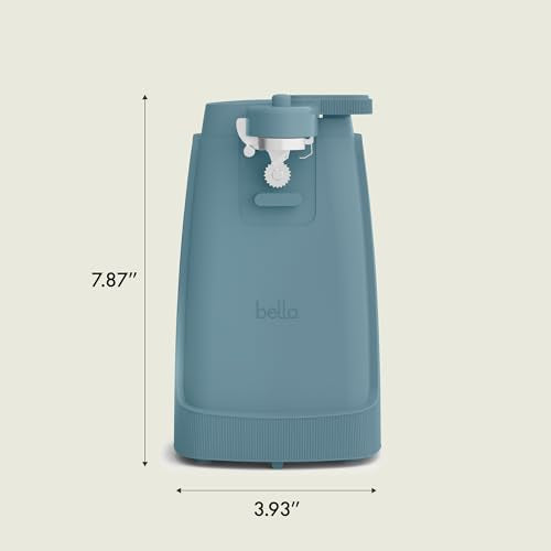 bella Electric Can Opener and Knife Sharpener, Removable Cutting Lever, Cord Storage, Stainless Steel Blade, Surf