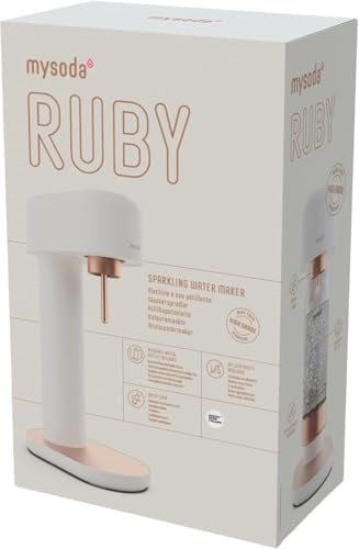 Mysoda Ruby 2 Silent Soda Maker with1L Bottle - High Quality - White Copper