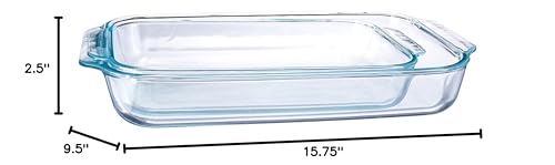 Pyrex Clear Glass Casserole Baking Dishes Set – 233 (3-Qt) and 232 (2-Qt) Rectangular Oven Bakeware – Perfect for Casseroles, Brownies, Food Preparation and so much More - Made in the USA