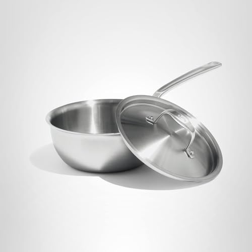 Made In Cookware | 2 Quart Stainless Steel Saucier Pan | 5 Ply Stainless Clad | Professional Cookware | Crafted in Italy | Induction Compatible