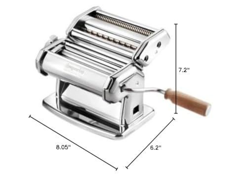 Imperia IPasta Classic Line. Pasta Machine 100% Made in Italy. Fresh pasta machine in steel. Manual roller with crank. Creates dough sheets for Lasagne, Tagliolini, Fettuccine. (End of line)