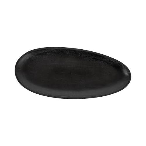Kate and Laurel Ekata Decorative Oval Solid Wood Nesting Trays, Set of 2, Black, Food-Safe Charcuterie Board Trays for Kitchen Counter or for Use as Ottoman Tray Accents or Coffee Table Tray Decor