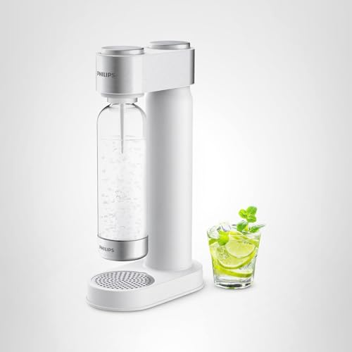 Philips Sparkling Water Maker, Soda Streaming Machine with Quick Twist Bottle, 1L BPA free PET Carbonating Bottle, Soda Maker Compatible with 60L CO2 Carbonator (NOT Included), ADD4902BKOQ/37
