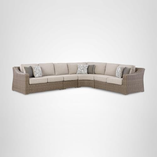 Signature Design by Ashley 4-Piece Outdoor Sectional Sofa, Beige
