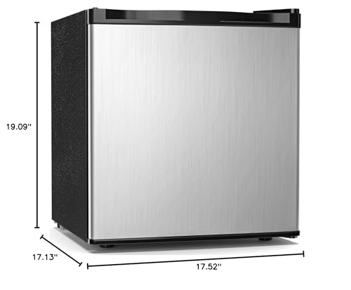 Antarctic Star 1.7 Cu.Ft Compact Refrigerator,Adjustable Thermostat,Removable Glass Shelf,Single Reversible Door Mini Fridge for Bedroom,Office,Dorm,Silver