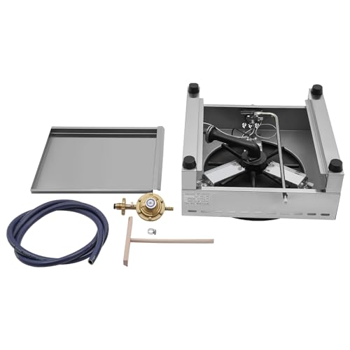 JINHZIXIU 16Inch Gas Crepe Maker Commercial Pancake Maker Stainless Steel Flat Plate Crepe Griddle Pancake Making Machine with Drawer & Scraper for Restaurant, Canteen