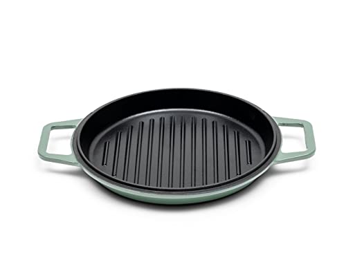 Misen 7 QT Enameled Cast Iron Dutch Oven - Chip-Resistant Enamel Coating - Thick Iron Core For Heat Retention - Large Cooking Surface - Oven Safe, Induction Compatible - Grill and Silicone Lid, Green