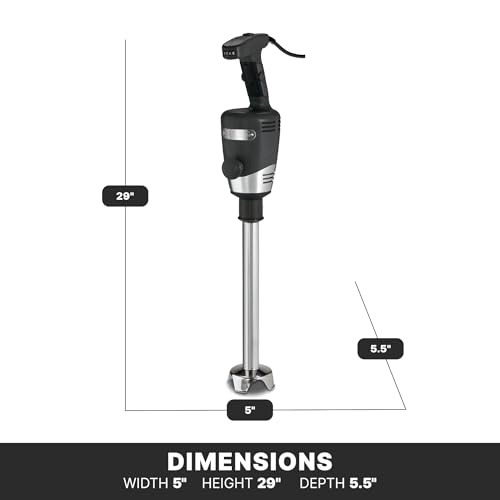 Waring Commercial Big Stix Heavy Duty Stick Immersion Hand Held Blender, 14" Removable Shaft, 1 HP, 750 Watt, Variable Speed Motor, Professional Restaurant Grade, 15 Gal Capacity, 120V, 5-15P WSB55, Black/Silver
