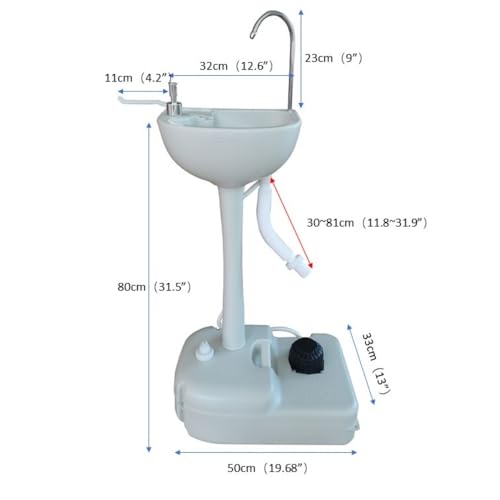 Portable Camping Sink with Towel Holder & Soap Dispenser, Portable Sink Camping Hand Washing Station Hand Wash Basin Stand with Rolling Wheels for Outdoor Events, Gatherings, Worksite, Camping