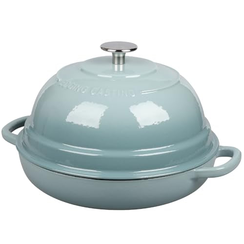 EDGING CASTING Enameled Cast Iron Dutch Oven Pot with Lid, Round Bread Oven for Homemade Sourdough Bread Baking, 6 Quart, Seasalt