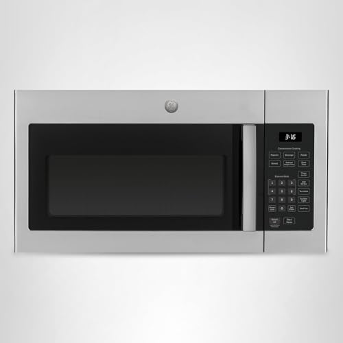 GE 30" Over-the-Range Microwave, 1.6 Cu. Ft., 1000 Watts, 300 CFM Hood Vent, LED Lighting, Auto Defrost, Easy Mount Install, Stainless Steel, JVM3160RFSS