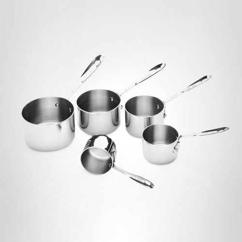 All-Clad Kitchen Accessories Stainless Steel Measuring Cup Set 5 Piece Cookware, Pots and Pans, Dishwasher Safe Silver