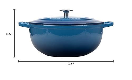 EDGING CASTING Enameled Cast Iron Dutch Oven Pot with Lid for Sourdough Bread Baking, Bread Dutch Ovens, Cooking Pots, 5 Quart, Lake Blue