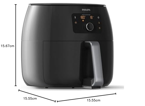 Philips Premium Airfryer XXL, Fat Removal Technology, 3lb/7qt, Rapid Air Technology, Digital Display, Keep Warm Mode, 5 Cooking Presets, HomeID App, Family Sized, Black (HD9650/96)