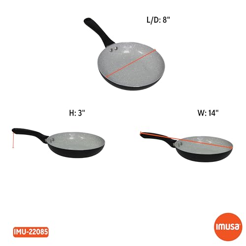 IMUSA 8" Premier Ceramic Nonstick Fry Pan with Cool Touch Handle, Matte Black