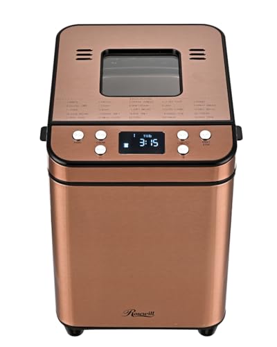 Rosewill 25-in-1 Automatic Bread Maker Machine with 3 Loaf Size up to 2 Lb, 700W High Power Dual Heater with BPA-Free Nonstick Coating Pan, Max 15 Hours Delay Timer, Low Noise, Cinnamon
